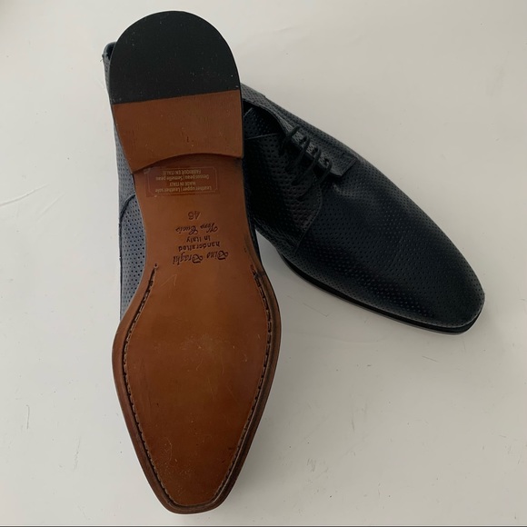 New Navy Blue Italian Leather Mens Dress Shoes - Picture 2 of 4